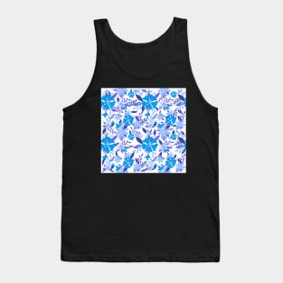 Pastel Color Floral Pattern - White Blue Tank Top